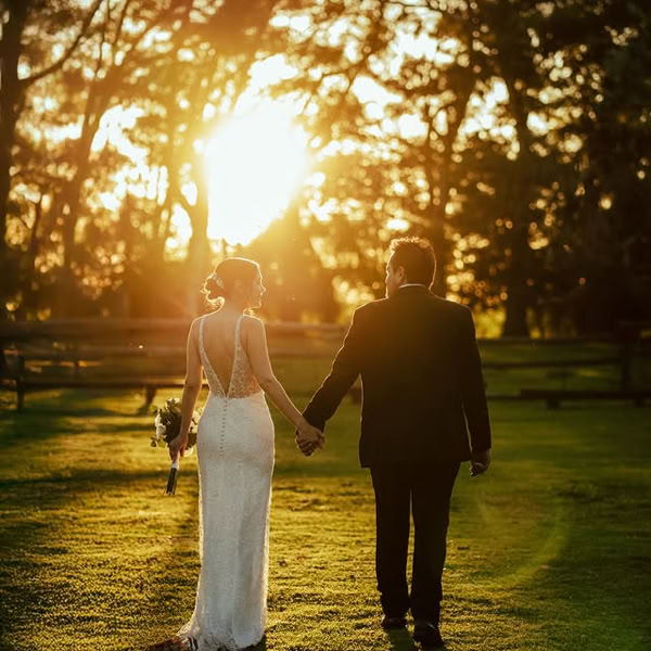 Novios al atardecer